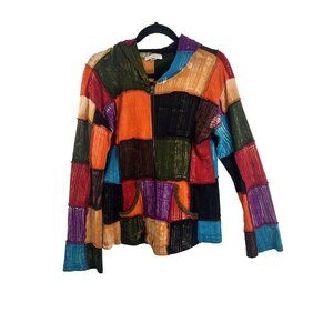 The Collection Royal Patchwork Multi-Colour Hoodie Womens Size M